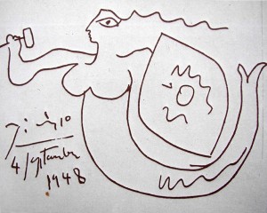 Picasso's drawing of Warsaw Mermaid
